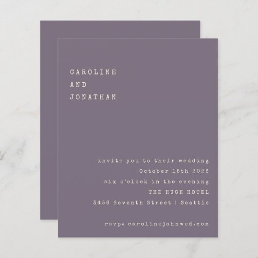 Uitnodiging tot weddenschap over Paarse lettertype (Voorkant / Achterkant)