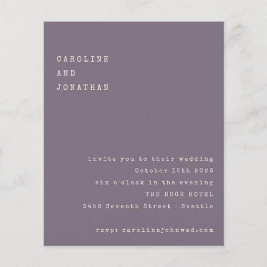 Uitnodiging tot weddenschap over Paarse lettertype (Voorkant)
