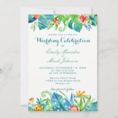 Uitnodiging tot weddenschap over tropische Floral (Voorkant)