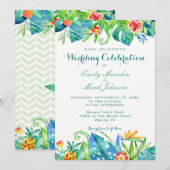 Uitnodiging tot weddenschap over tropische Floral  (Voorkant / Achterkant)