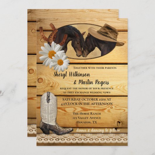 Uitnodiging tot weddenschap over Westerne paarden  (Voorkant / Achterkant)