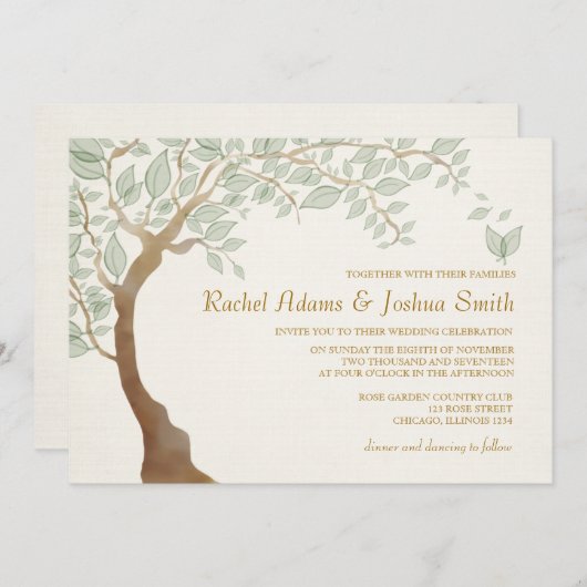 Uitnodiging tot weddenschap rond bijtende bomen (Voorkant / Achterkant)