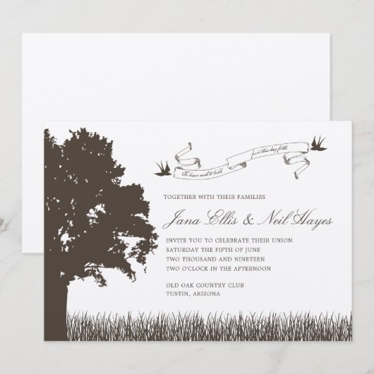 Uitnodiging tot weddenschap rond bijtende bomen (Voorkant / Achterkant)