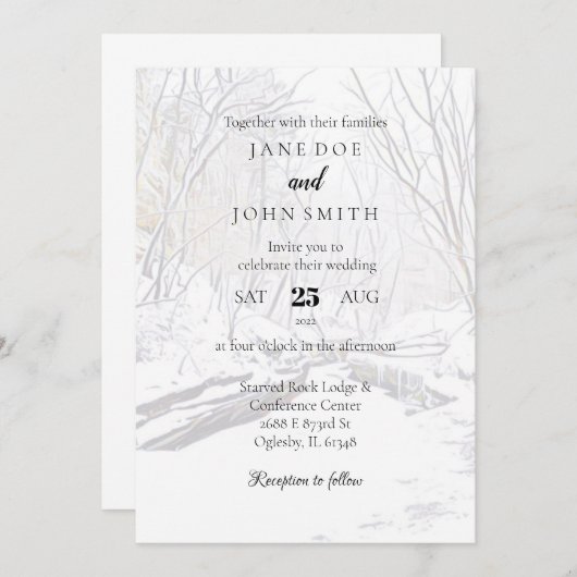 Uitnodiging tot weddenschap tijdens de winter Snow (Voorkant / Achterkant)