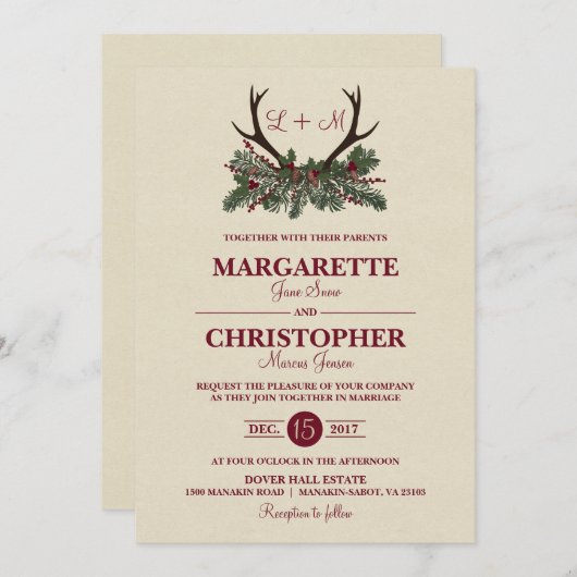 Uitnodiging tot weddenschap tijdens wintervakantie (Voorkant / Achterkant)