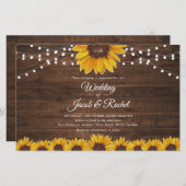 Uitnodiging tot weddenschap tussen Rustic Sunflowe (Voorkant / Achterkant)