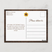 Uitnodiging tot weddenschap tussen Rustic Sunflowe (Achterkant)