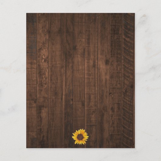 Uitnodiging tot weddenschap tussen Rustic Sunflowe (Achterkant)