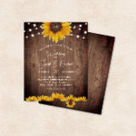 Uitnodiging tot weddenschap tussen Rustic Sunflowe<br><div class="desc">Deze betaalbare bruiloft nodigt geschilderde zonnebloemen uit, die waterverf maken op een rustige houtachtergrond en die voorzien zijn van snaarverlichting. Klik de aanpassingsknoop voor meer flexibiliteit in het wijzigen van de tekst. De variaties van dit ontwerp, de verschillende papiersoorten, evenals de coördinerende producten zijn beschikbaar in onze winkel, zazzle.com/store/doodlelulu. Neem...</div>