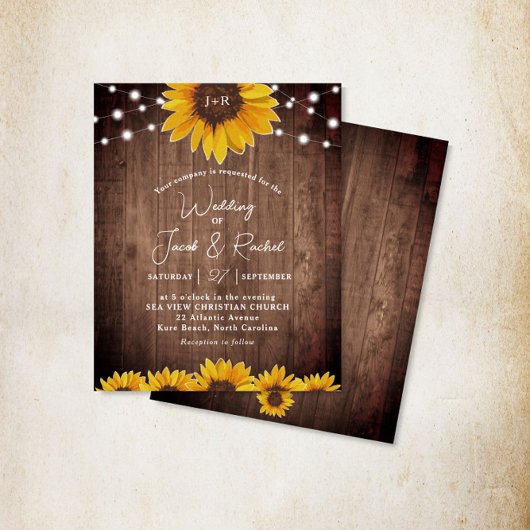 Uitnodiging tot weddenschap tussen Rustic Sunflowe