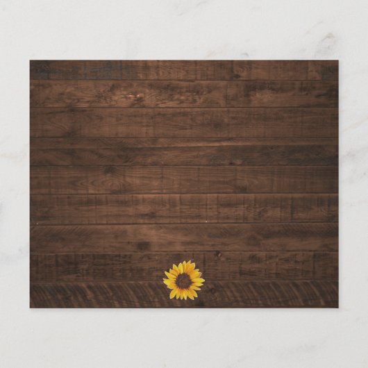 Uitnodiging tot weddenschap tussen Rustic Sunflowe (Achterkant)