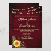 Uitnodiging tot weddenschap tussen Rustic Sunflowe (Voorkant / Achterkant)