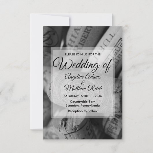 Uitnodiging tot weddenschap tussen Rustic Wine Cor (Voorkant)