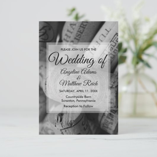 Uitnodiging tot weddenschap tussen Rustic Wine Cor (Staand voorkant)