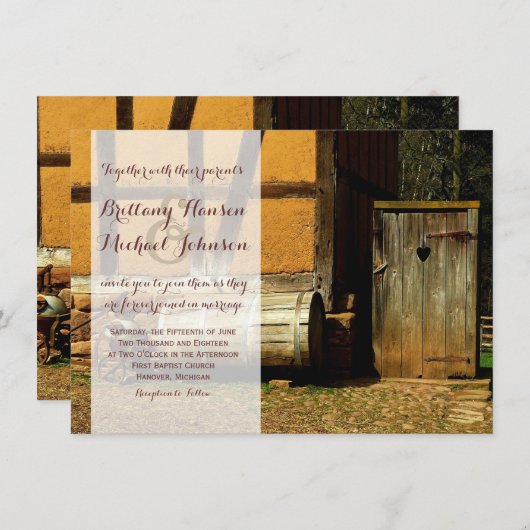 Uitnodiging tot weddenschap tussen Rustic Wood doo (Voorkant / Achterkant)