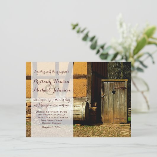 Uitnodiging tot weddenschap tussen Rustic Wood doo (Staand voorkant)