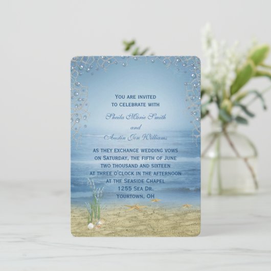Uitnodiging tot weddenschap tussen Seashore (Staand voorkant)