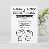 Uitnodiging tot weddenschap tussen twee haakjes (Staand voorkant)