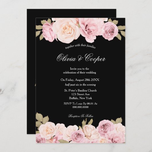 Uitnodiging tot weddenschap tussen zwarte en zwart (Voorkant / Achterkant)