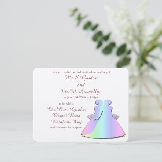 Uitnodiging tot weddenschap van pastel Rainbow Les (Staand voorkant)