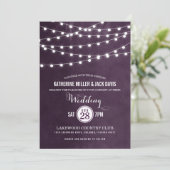 Uitnodiging tot weddenschap van plum String Lights (Staand voorkant)