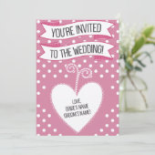 Uitnodiging tot weddenschap van roze poka (Staand voorkant)