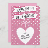 Uitnodiging tot weddenschap van roze poka (Voorkant / Achterkant)