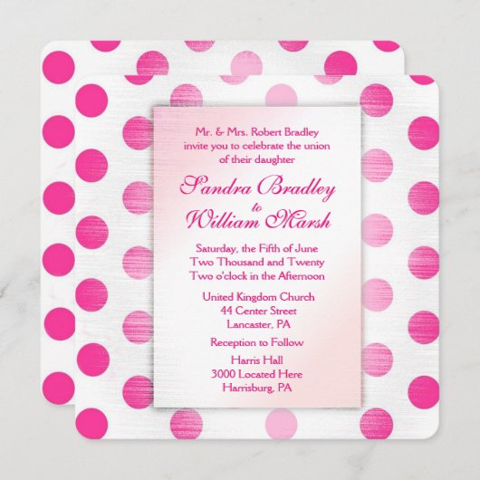 Uitnodiging tot weddenschap van roze poka (Voorkant / Achterkant)