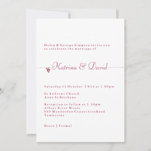 Uitnodiging tot weddenschappen bij wijnstokken (Voorkant)