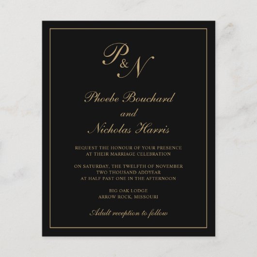 Uitnodiging tot weddenschappen in Monogram Black e (Voorkant)