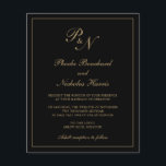 Uitnodiging tot weddenschappen in Monogram Black e<br><div class="desc">De traditionele uitnodiging van de de stijlbegroting van de bruiloft met een eenvoudig en klassiek ontwerp met uw twee monogram van het initiaal en uw namen in een elegante kalligrafie binnen een dunne grens. Alle ontwerpelementen bevinden zich in faux goud boven een zwarte achtergrond en kunnen worden gewijzigd in het...</div>