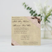 Uitnodiging tot weddenschappen met bruine en roze  (Staand voorkant)