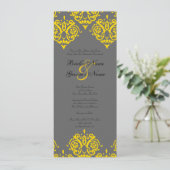 Uitnodiging tot weddenschappen met geel en grijs (Staand voorkant)