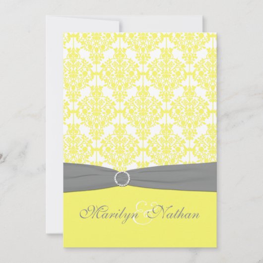 Uitnodiging tot weddenschappen met geel en grijs (Voorkant)