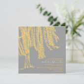 Uitnodiging tot weddenschappen met geel en grijs w (Staand voorkant)