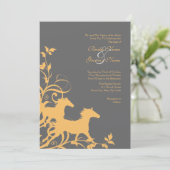 Uitnodiging tot weddenschappen met geel en grijs w (Staand voorkant)