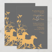 Uitnodiging tot weddenschappen met geel en grijs w (Voorkant / Achterkant)