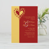 Uitnodiging tot weddenschappen met geel en rood (Staand voorkant)