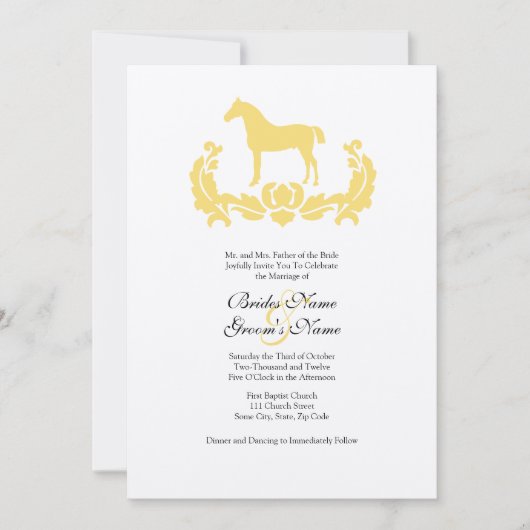 Uitnodiging tot weddenschappen met geel en wit Dam (Voorkant)