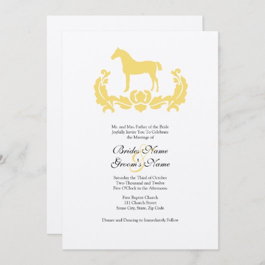 Uitnodiging tot weddenschappen met geel en wit Dam (Voorkant / Achterkant)