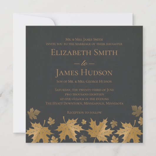 Uitnodiging tot weddenschappen met gouden en grijz (Voorkant)