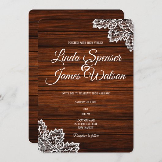 Uitnodiging tot weddenschappen met hout en ras (Voorkant / Achterkant)