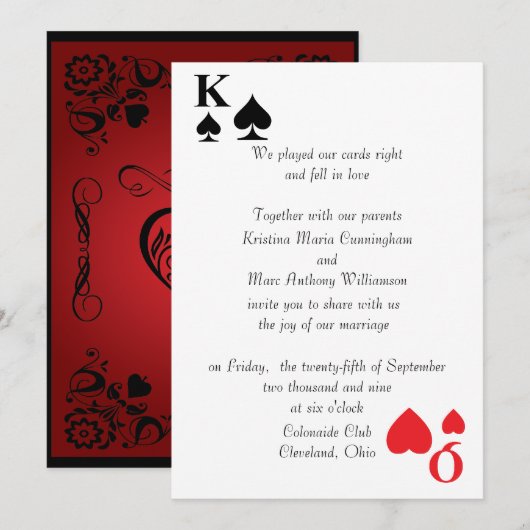 Uitnodiging tot weddenschappen met koningen en kon (Voorkant / Achterkant)