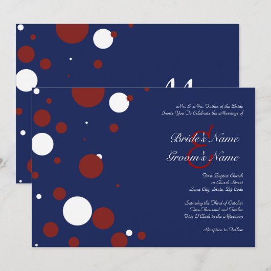 Uitnodiging tot weddenschappen met rode, witte en (Voorkant / Achterkant)