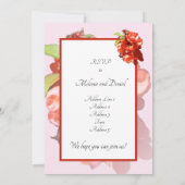 Uitnodiging tot weddenschappen met rood en roze ri (Achterkant)