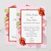 Uitnodiging tot weddenschappen met rood en roze ri (Voorkant / Achterkant)