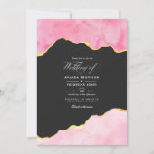 Uitnodiging tot weddenschappen met roze en goudgri (Voorkant)