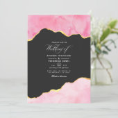 Uitnodiging tot weddenschappen met roze en goudgri (Staand voorkant)