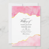 Uitnodiging tot weddenschappen met roze en goudgri (Voorkant)