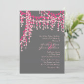 Uitnodiging tot weddenschappen met roze en grijze  (Staand voorkant)